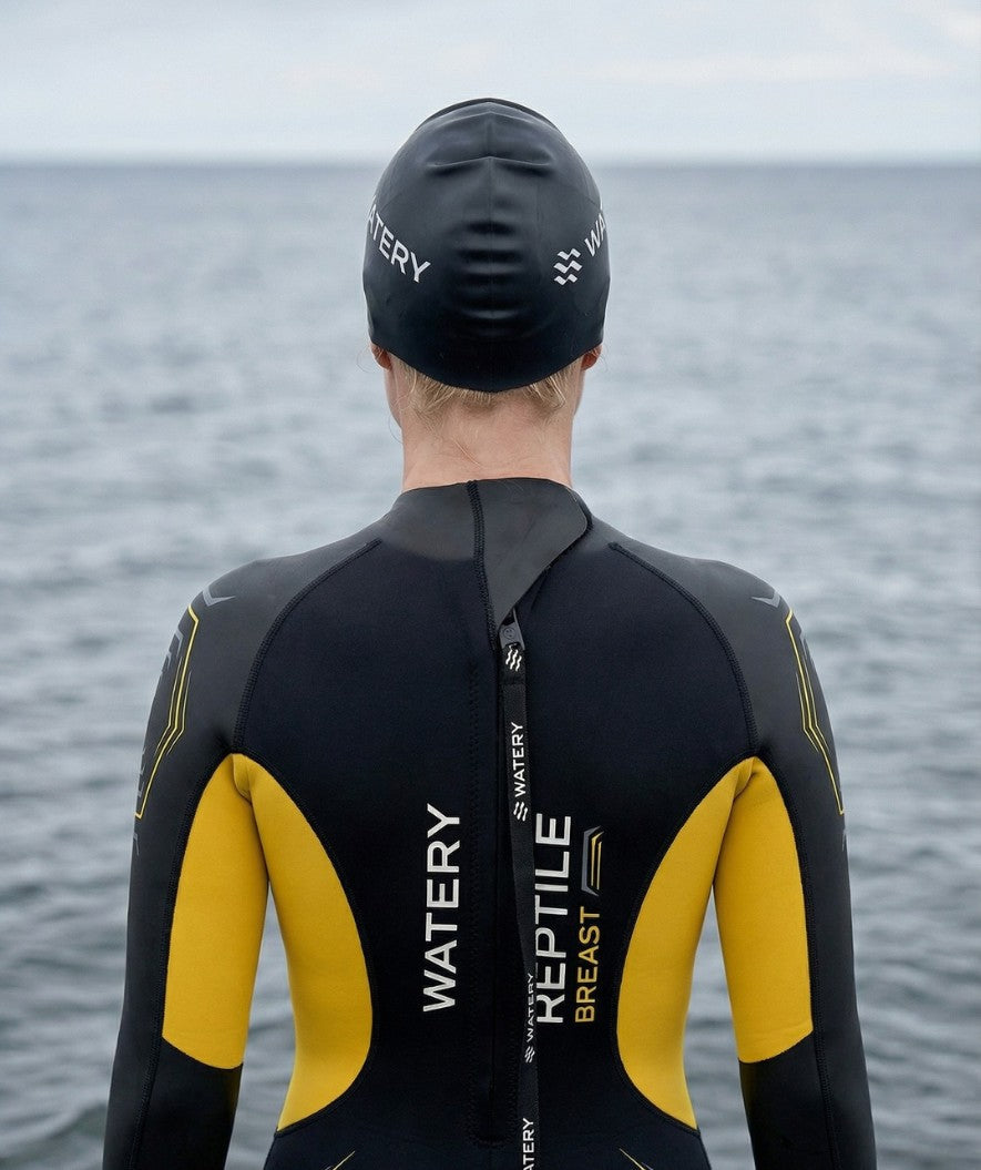 Watery dames wetsuit - Reptile Breast - Geel