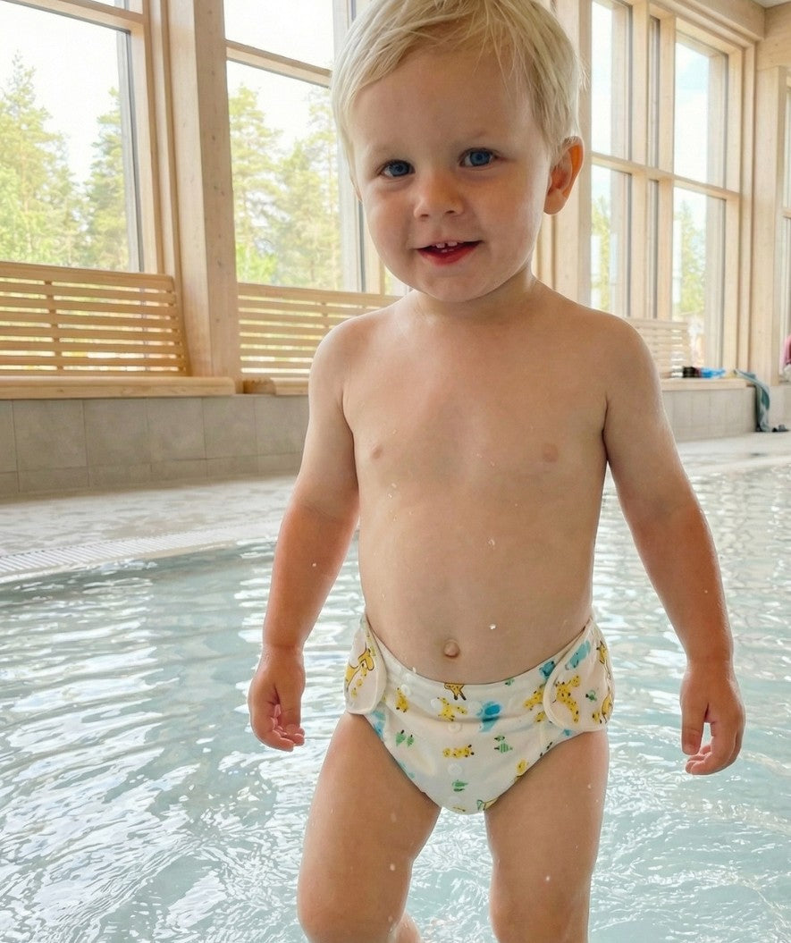 Watery zwemluiers - Ondine - Wit met print