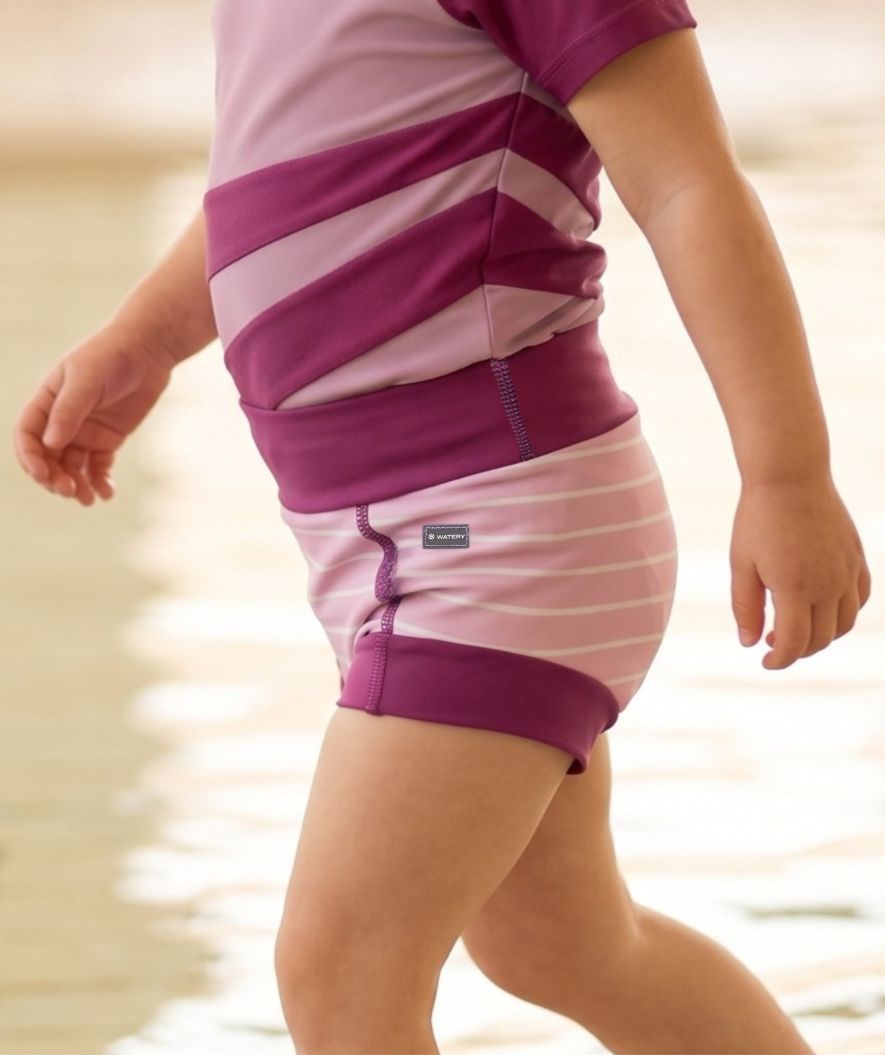 Watery zwemluiers voor kinderen - Neoprene Swim Nappy - Purple Stripes