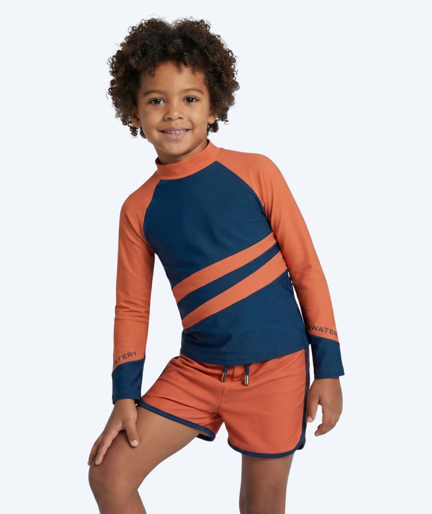 Watery UV-shirt voor kinderen - Manami Lange Mouw Rashguard - Oranje/blauw