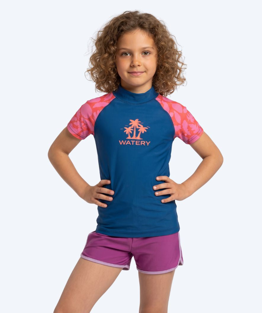 Watery UV-shirt voor kinderen - Osiris Korte Mouw Rashguard - Roze/donkerblauw