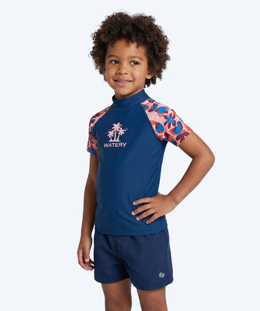 Watery UV-shirt voor kinderen - Osiris Korte Mouw Rashguard - Lichtroze/donkerblauw