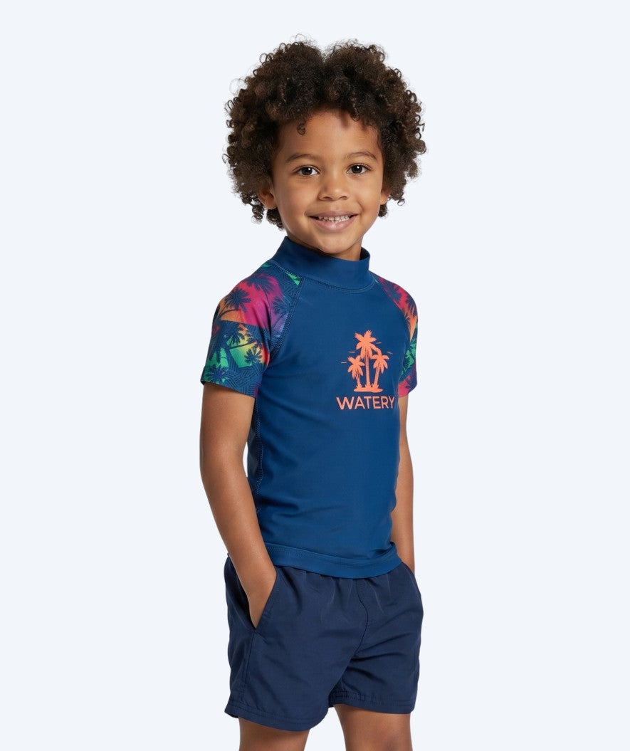 Watery UV-shirt voor kinderen - Katsu Korte Mouw Rashguard - Multi/donkerblauw