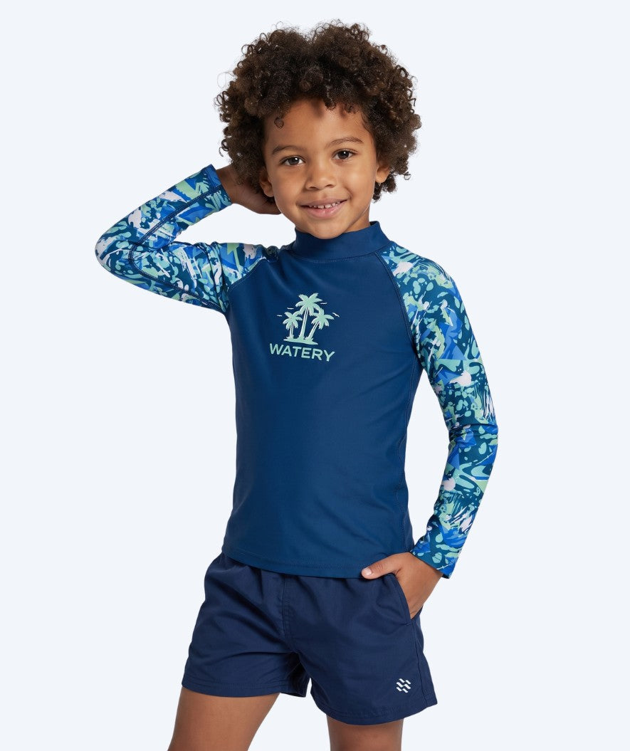 Watery UV-shirt voor kinderen - Katsu Lange Mouw Rashguard - Lichtblauw/donkerblauw