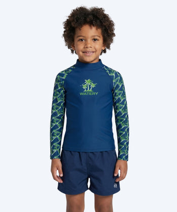 Watery UV-shirt voor kinderen - Katsu Lange Mouw Rashguard - Groen/donkerblauw