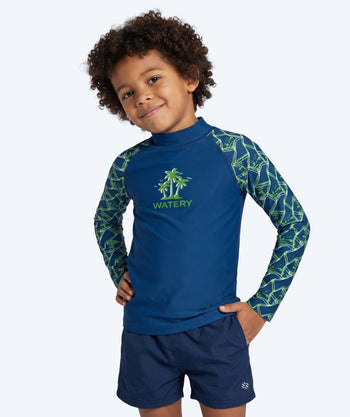 Watery UV-shirt voor kinderen - Katsu Lange Mouw Rashguard - Groen/donkerblauw