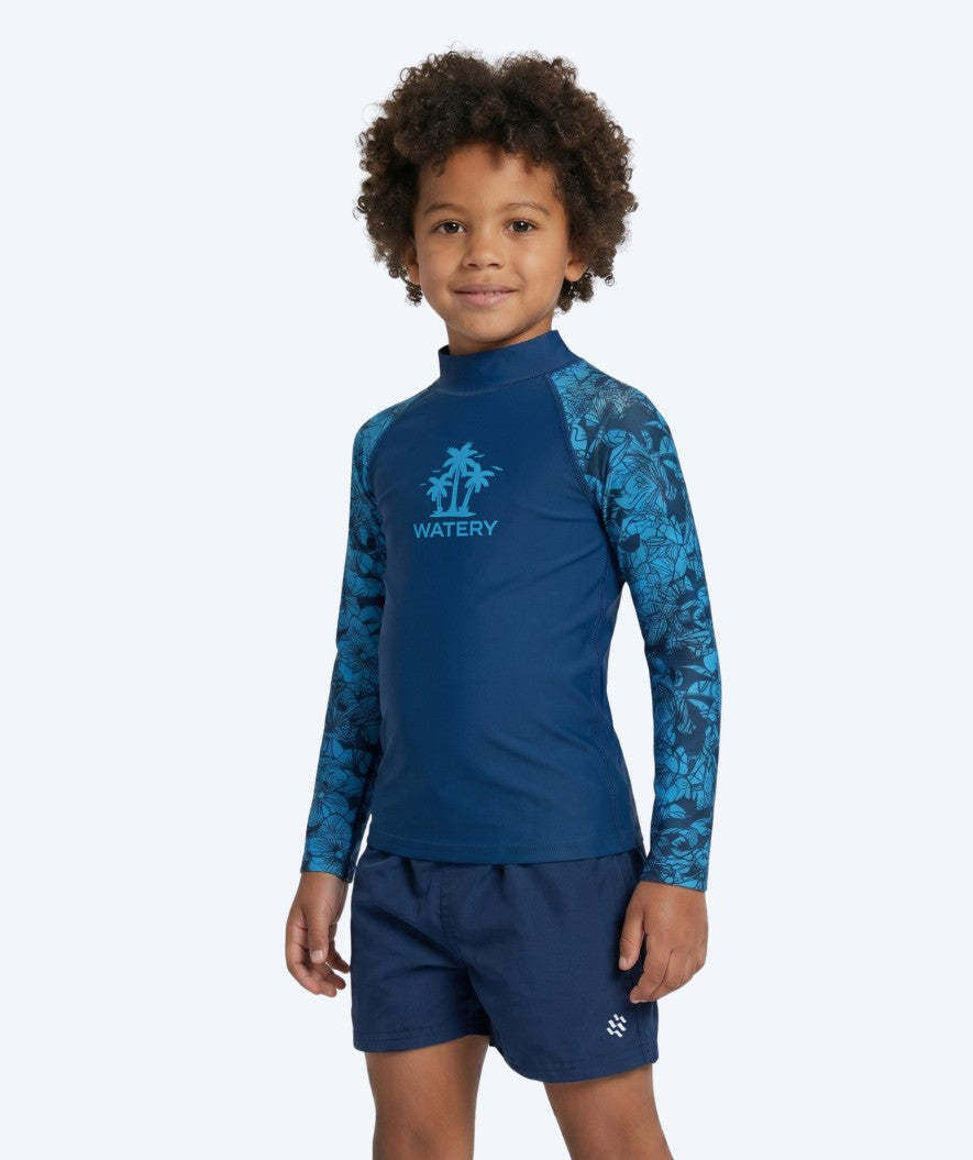Watery UV-shirt voor kinderen - Katsu Lange Mouw Rashguard - Blauw/donkerblauw