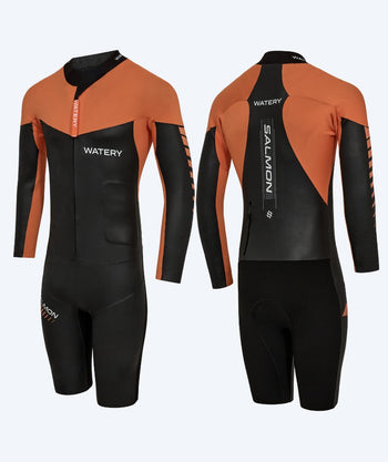 Watery wetsuit voor mannen - Salmon Swimrun - Zwart/oranje