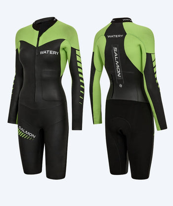 Watery wetsuit voor vrouwen - Salmon Swimrun - Zwart/groen