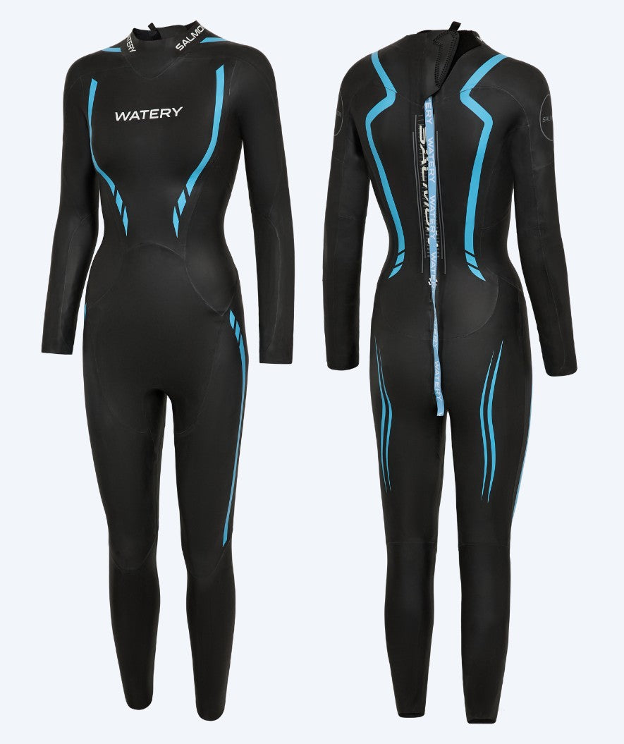 Watery wetsuit voor vrouwen - Salmon Glide - Zwart/blauw
