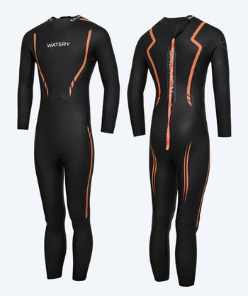 Watery wetsuit voor mannen - Salmon Glide - Zwart/oranje