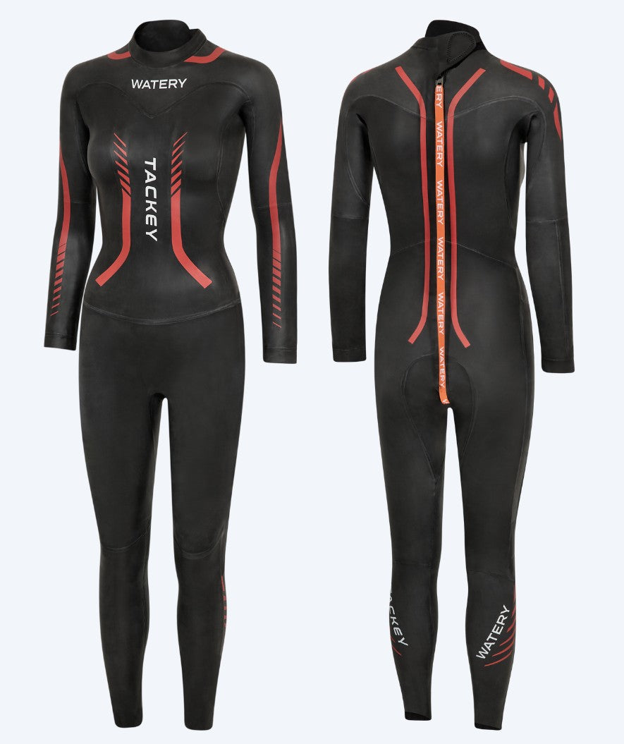 Watery wetsuit voor vrouwen - Tackey Elite - Zwart/rood