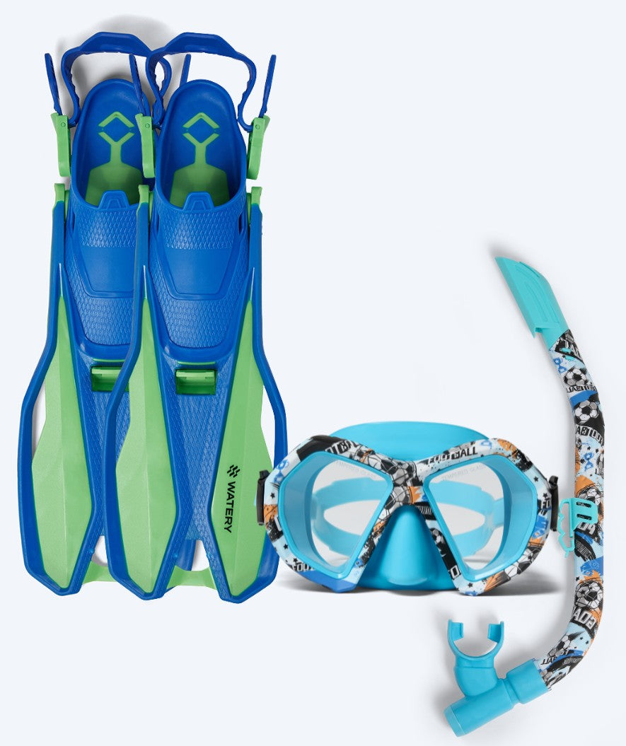 Watery junior snorkelset (8-15) - Sunset/Riku - Blauw/Groen