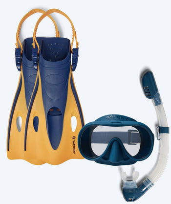 Watery kind snorkelset (4-10) - Launch/Alton - Donkerblauw/Oranje