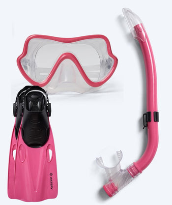 Watery snorkelset voor junior (8-15) - Trigger/Masika - Rood/lichtroze