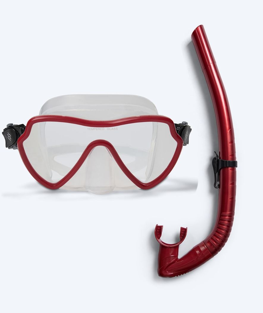 Watery Combo snorkelset voor volwassenen (vanaf 15 jaar) - Fraser/Coast - Rood