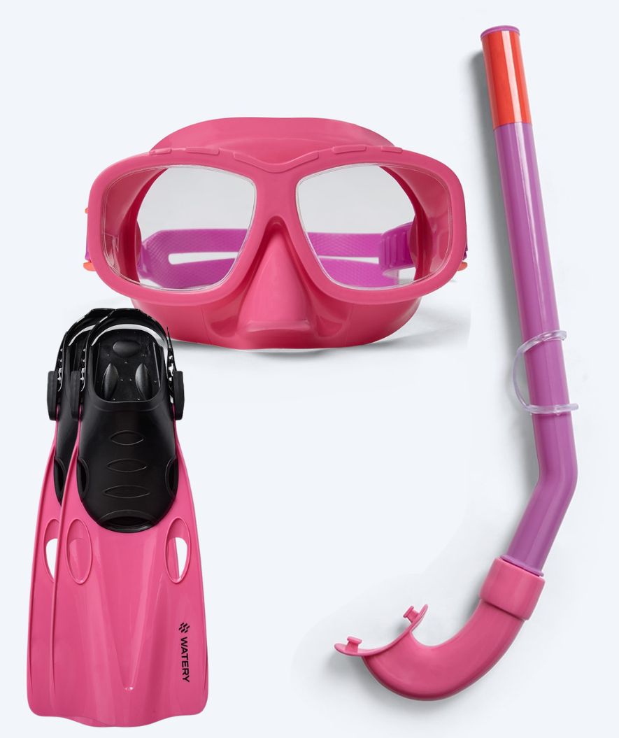 Watery snorkelset voor junior (8-15) - Wyre/Masika - Paars/lichtroze