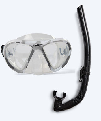 Watery Combo snorkelset voor volwassenen (vanaf 15 jaar) - Rudder Camo/Itzel - Helder/zwart