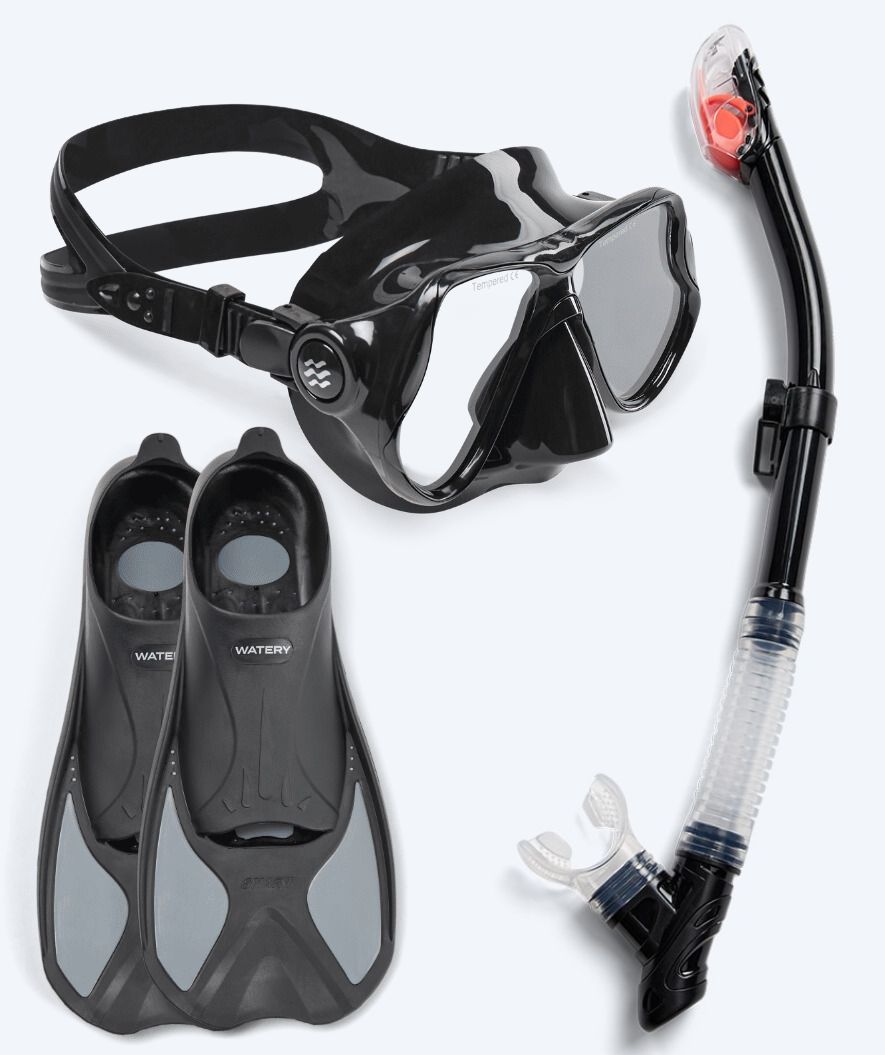 Watery snorkelset voor volwassenen - Pike/Hudson - Zwart