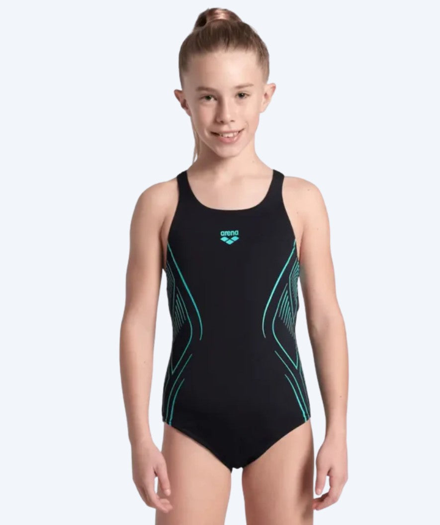 Arena badpakken voor meisjes - Reflecting Swim Pro Back - Zwart/lichtblauw