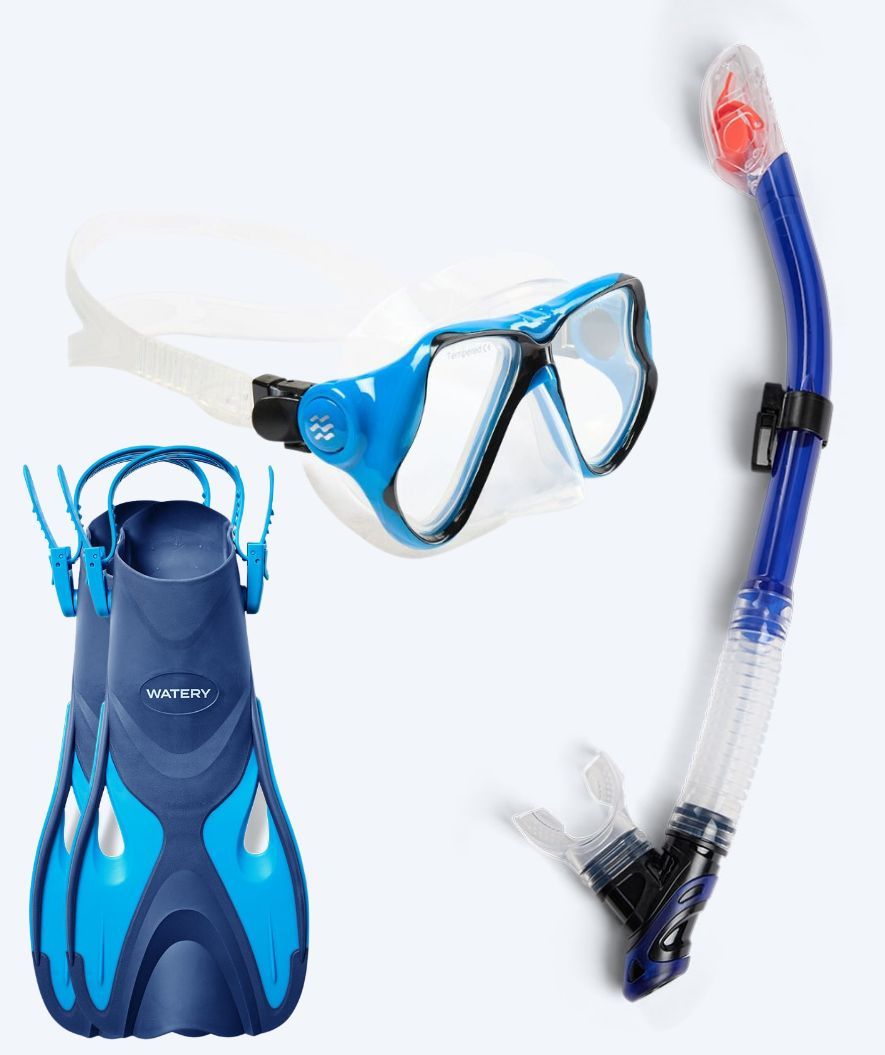 Watery snorkelset voor volwassenen - Fisher/Hudson - Blauw/blauw
