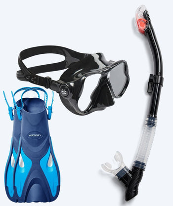 Watery snorkelset voor volwassenen - Fisher/Hudson - Blauw/zwart