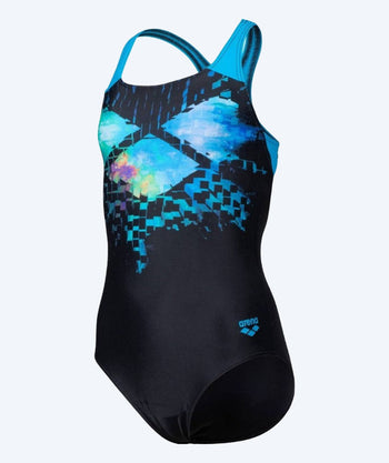 Arena badpakken voor meisjes - Multi Pixels Pro Back - Zwart/blauw