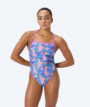 Speedo dames badpak - Allover Digital V-Back - Blauw/Lichtroze
