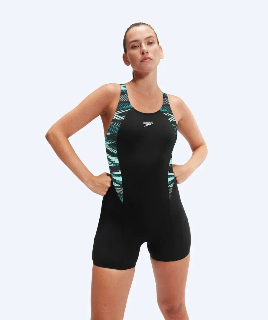 Speedo dames badpak met pijpjes - Hyperboom Splice - Zwart/Turkoois
