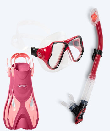 Watery snorkelset voor volwassenen - Fisher/Hudson - Roze/rood