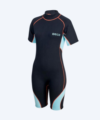 Beco dames neopreen wetsuit - Neoprene Shorty - Zwartl/Lichtblauw