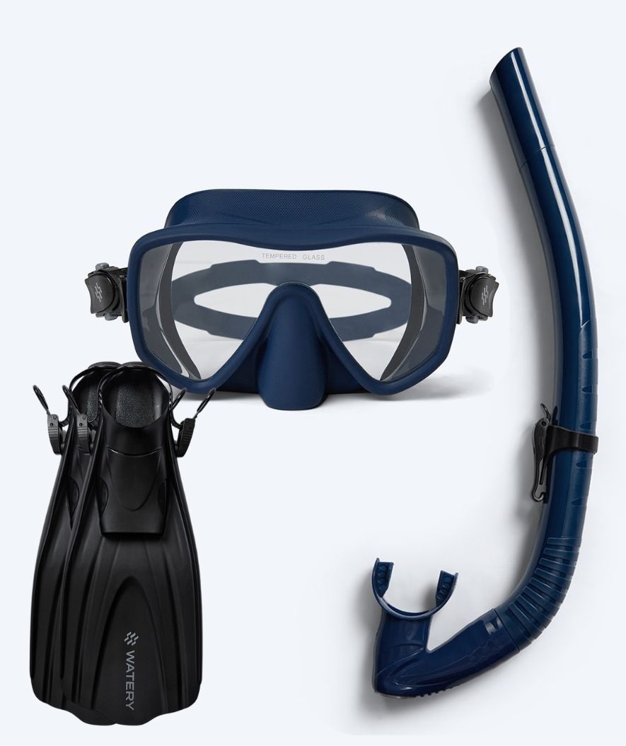 Watery snorkelset voor volwassenen (vanaf 15 jaar) - Coast/Skipper - Donkerblauw/zwart