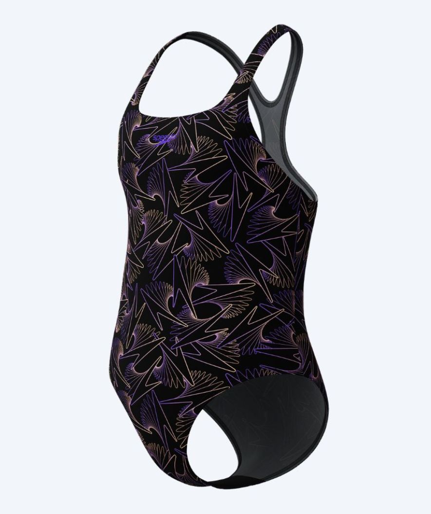 Speedo meisjes badpak - Hyperboom Allover Medalist - Zwart/Paars