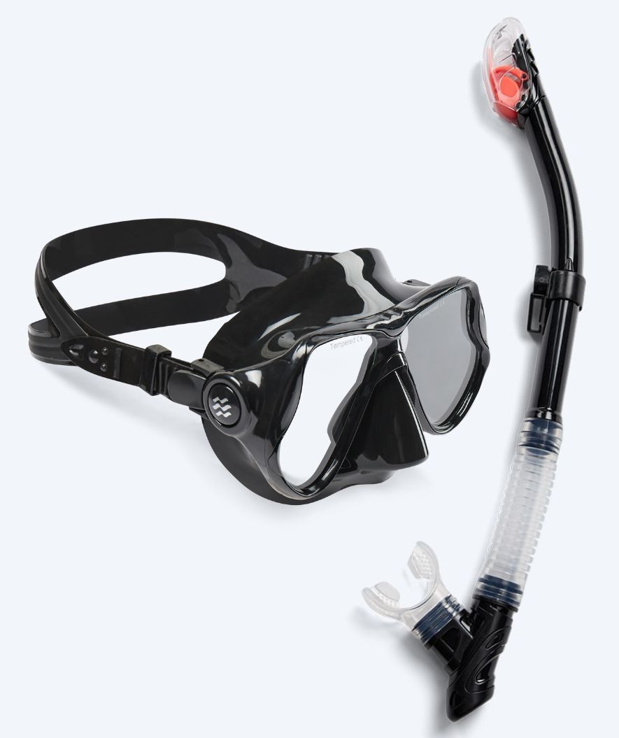 Watery volwassenen Combo snorkelset - Hudson Full-Dry - Zwart