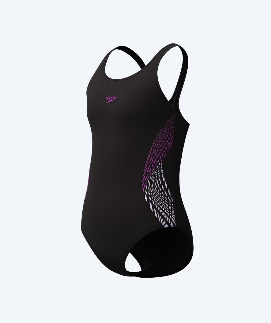 Speedo meisjes badpak - Placement Muscleback - Zwart/roze