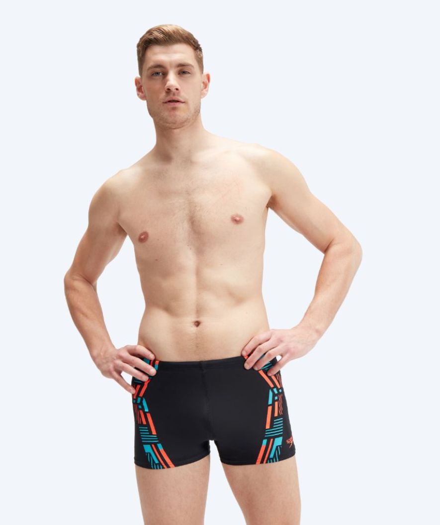 Speedo aquashorts voor mannen - Tech Print - Zwart/oranje