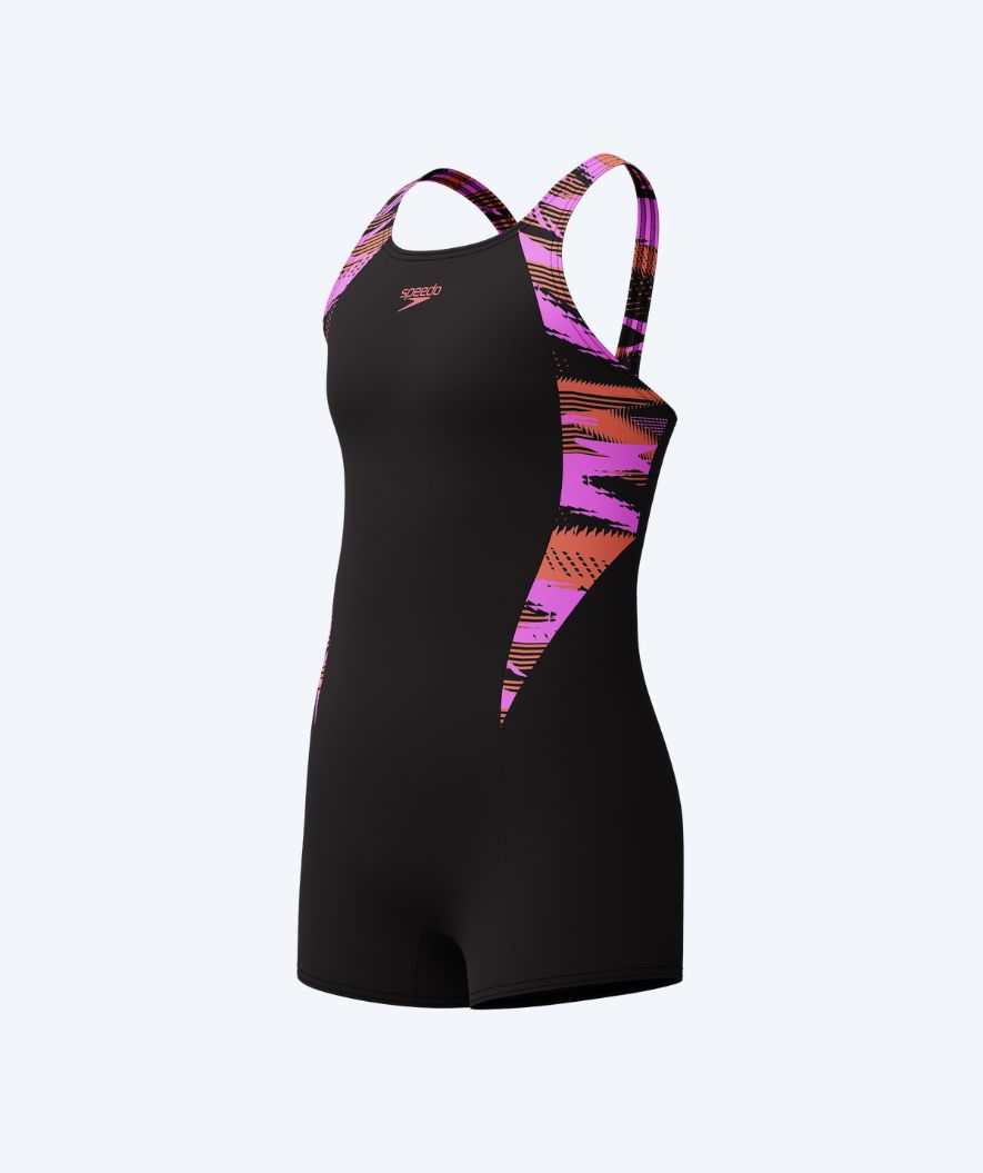 Speedo meisjes badpak met pijpjes - Hyperboom Splice - Zwart/roze