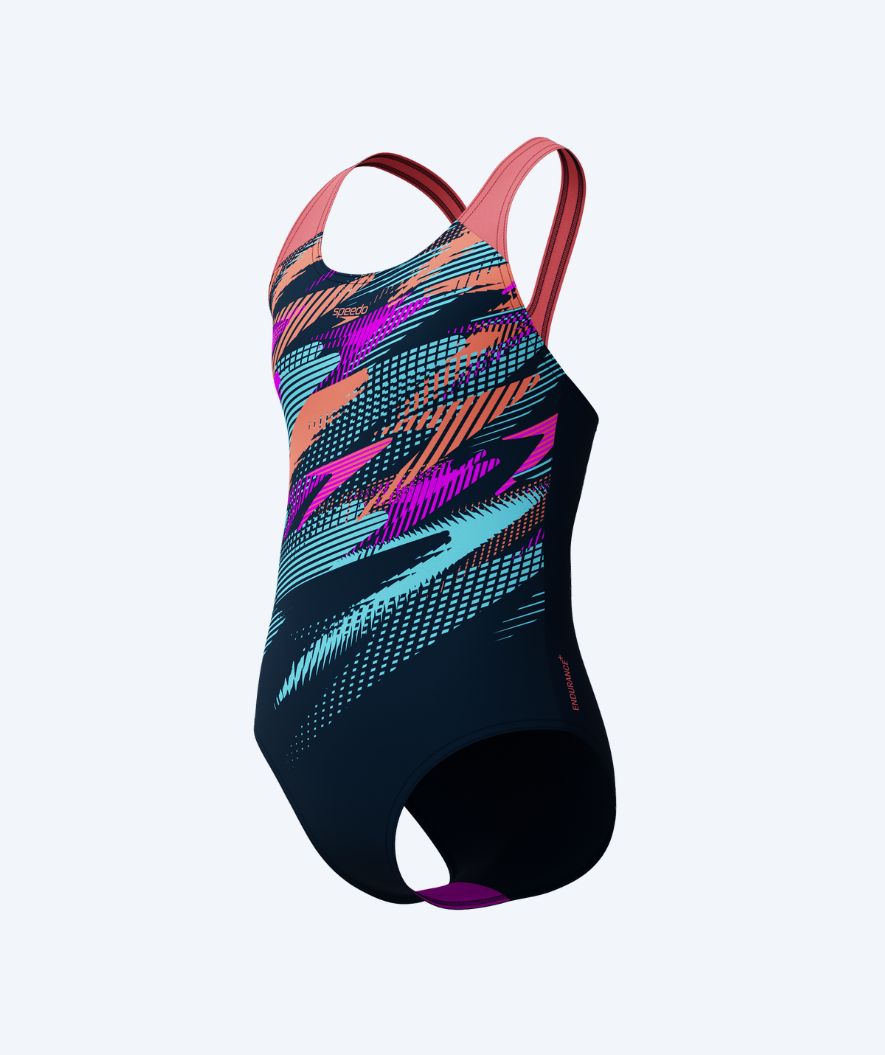 Speedo meisjes badpak - Digital Placement Splashback - Zwart/Lichtroze