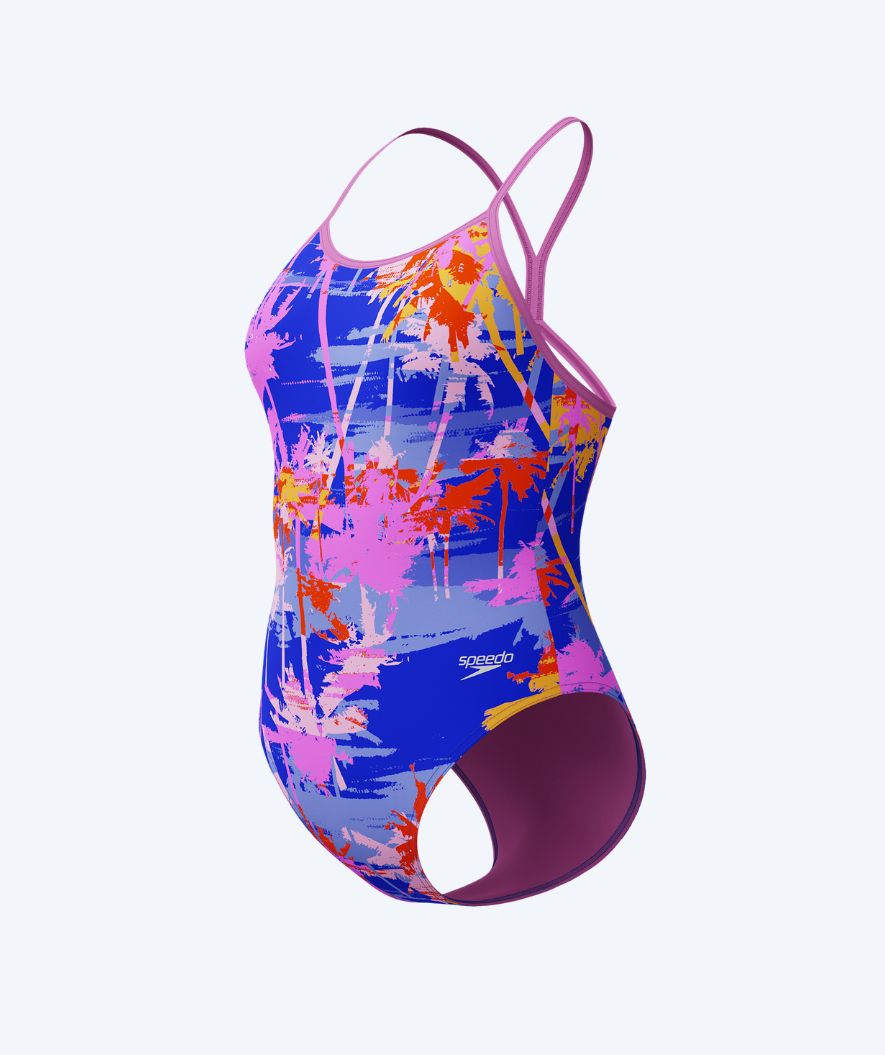 Speedo meisjes badpak - Allover Digital V-Back - Paars/Lichtroze