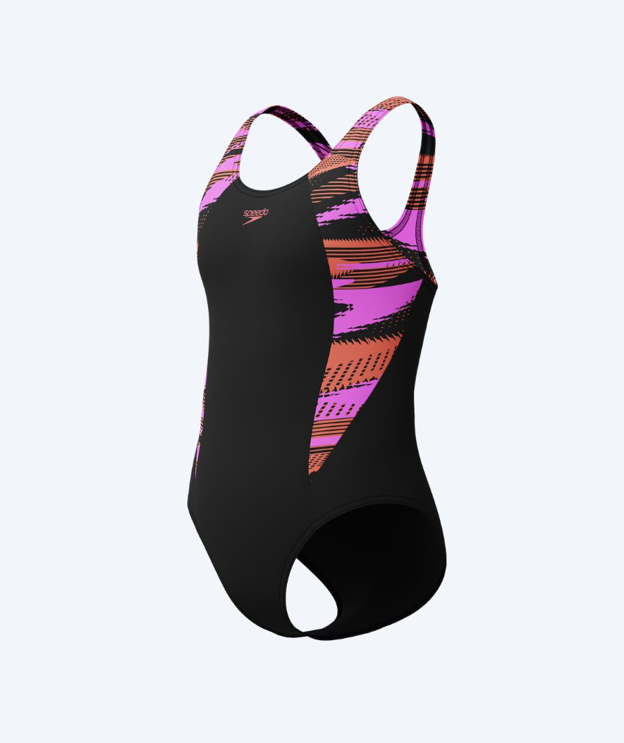 Speedo meisjes badpak - Hyperboom Splice Muscleback - Zwart/roze