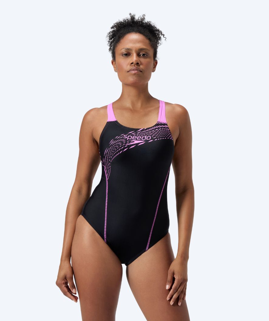 Speedo dames badpak - Medley Logo - Zwart/Roze