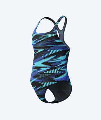 Speedo meisjes badpak - Hyperboom Allover Medalist - Zwart/Lichtblauw
