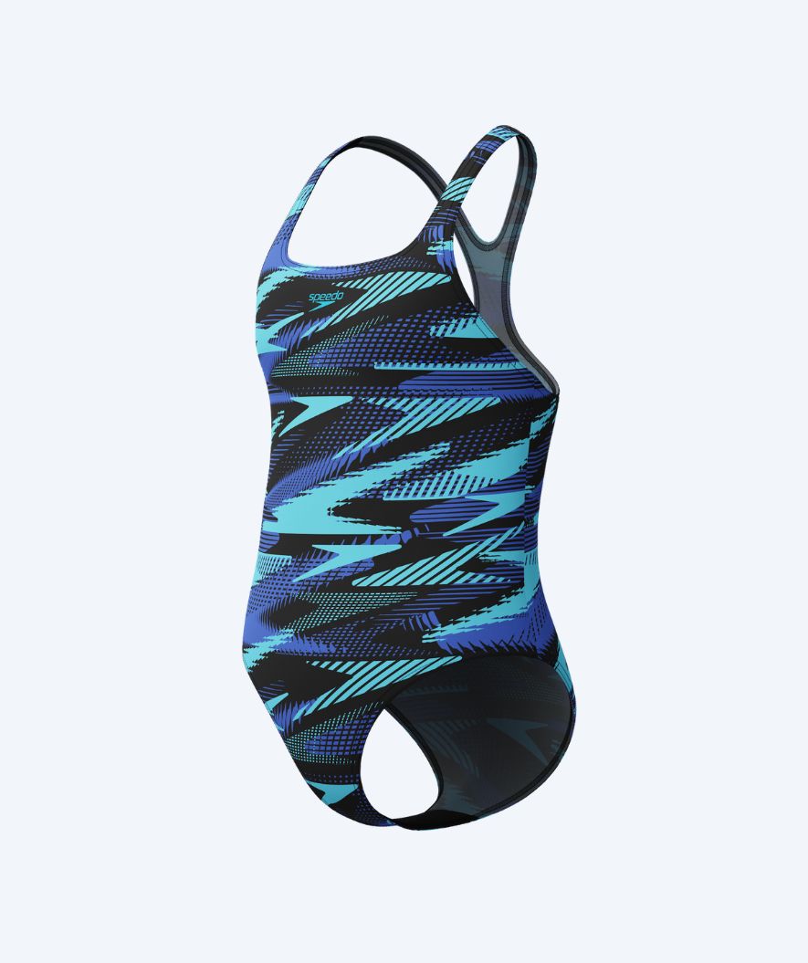 Speedo meisjes badpak - Hyperboom Allover Medalist - Zwart/Lichtblauw