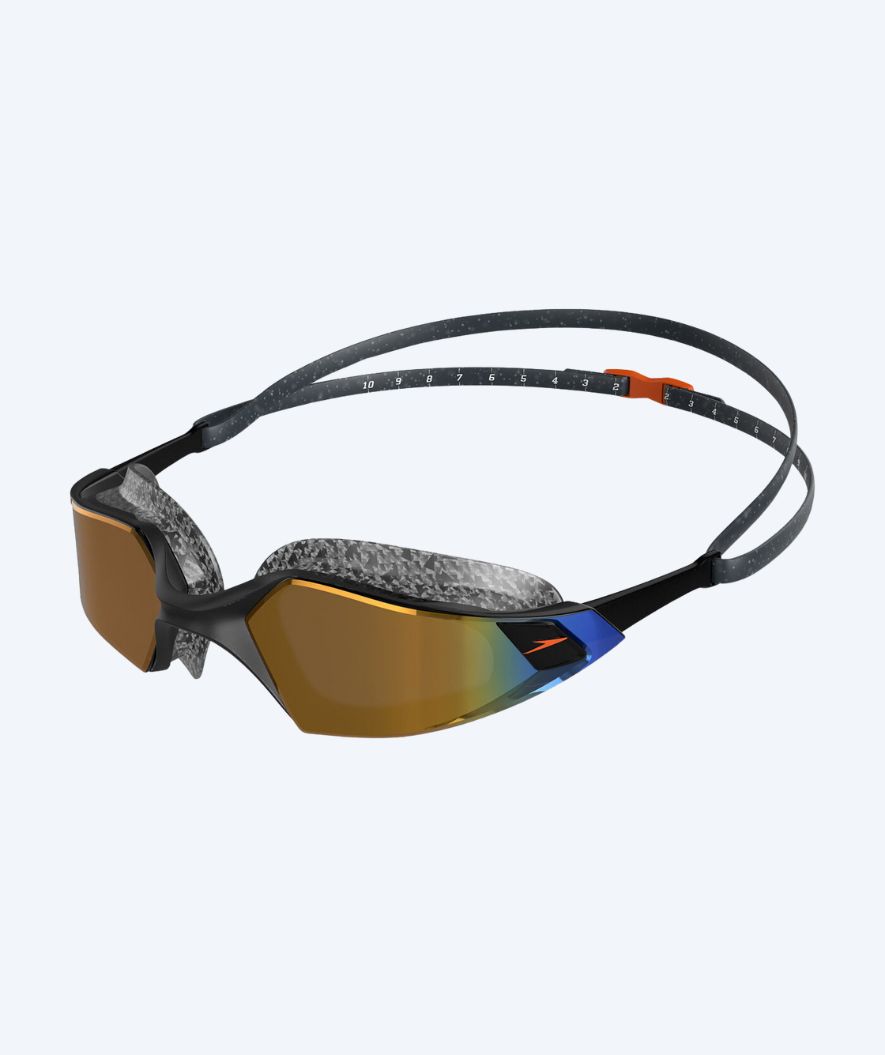 Speedo zwembril voor in open water - AquaPulse Pro - Zwart/goud (Mirror lens)