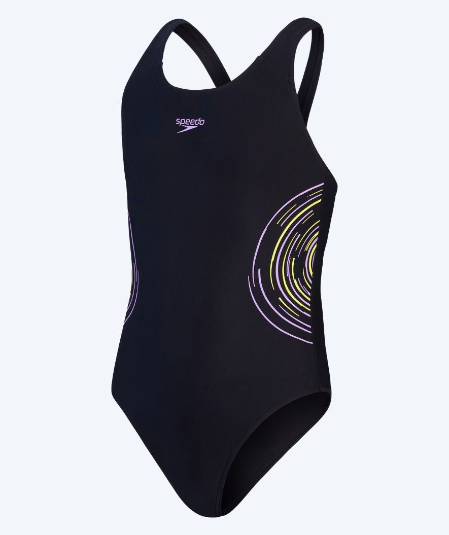 Speedo meisjes badpak - Plastisol Placement Muscleback - Zwart/Paars