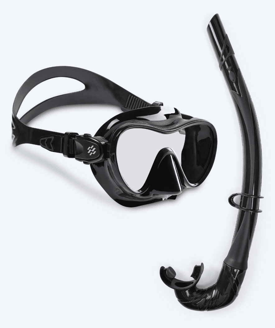 Watery kind Combo snorkelset - Cliff - Zwart