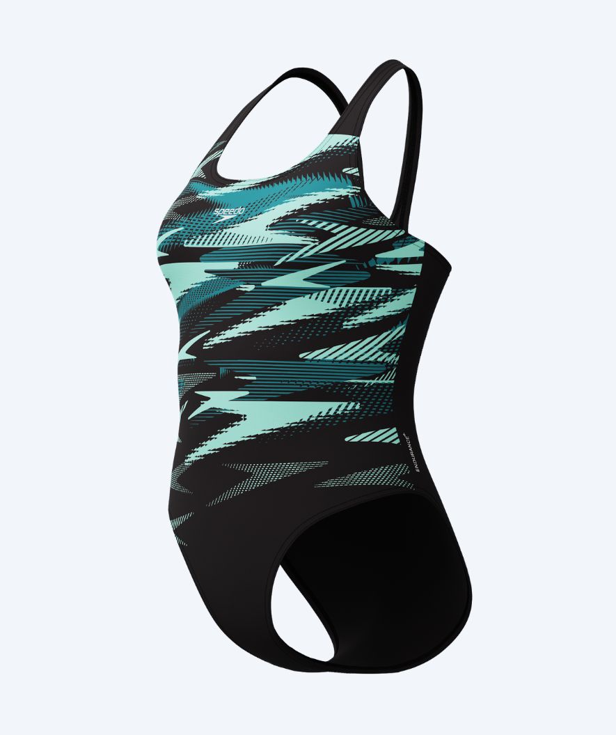 Speedo dames badpak - Hyperboom Placement Muscleback - Zwart/turkoois