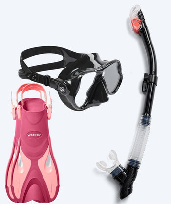 Watery snorkelset voor volwassenen - Fisher/Hudson - Roze/zwart