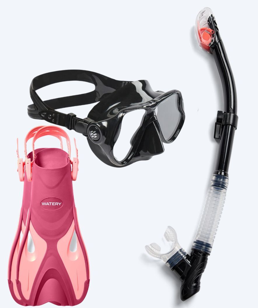 Watery snorkelset voor volwassenen - Fisher/Hudson - Roze/zwart