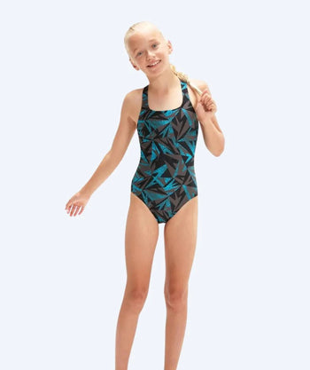 Speedo badpakken voor meisjes - Hyperboom Allover Medalist - Grijs/blauw